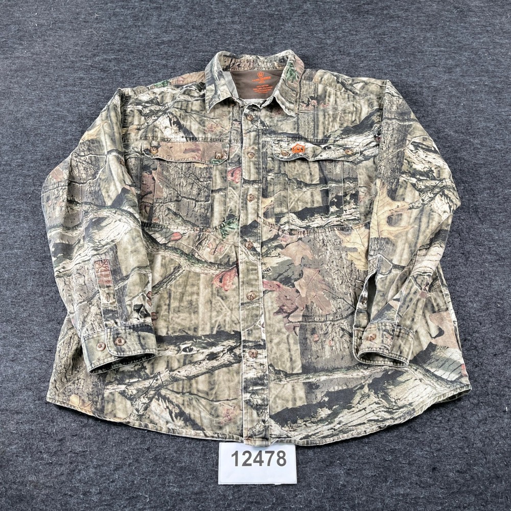 Game Winner Hunting Shirt Mens XL Multicolor Camo Tree Cotton Camping Button Up